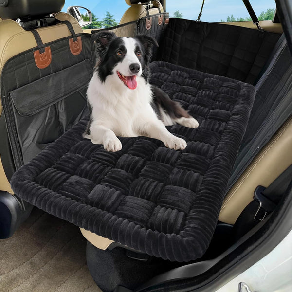 Dog Car Bed Mat, Non-Slip Backseat Extender Pet Blanket, Plaid Dog Bed