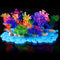 Jexine 100 Pcs Fish Tank Rocks Glow Blue, Fish Tank Stones Accessories with 10 Pack Artificial Aquatic Plants