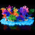 Jexine 100 Pcs Fish Tank Rocks Glow Blue, Fish Tank Stones Accessories with 10 Pack Artificial Aquatic Plants