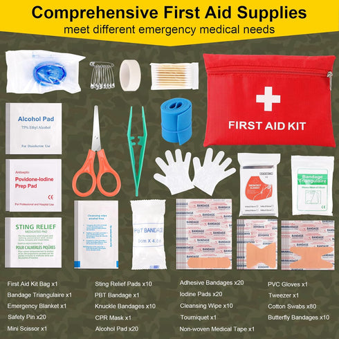 XUANLAN 248PCS Packed Survival First Aid Kit, Survival Tools Camping Essentials Tactical Gear Emergency Trauma Medical