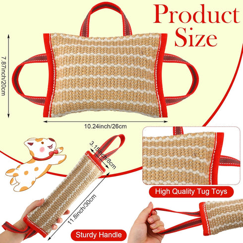 Libima 2 Pcs Dog Pillow Tug Toy Dog Pillow with Strong Handles Tug of War Training Tools Toy Linen Pad for Puppy Young