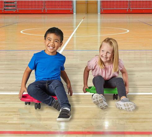 hand2mind Red Indoor Scooter Board with Handles, Sit Down Floor Scooter, Gym Activities for Kids, Indoor Sport Recess