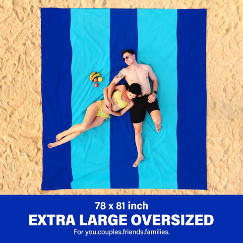 Oversized Extra Large Beach Blanket 78" X 81", Waterproof Sandproof for 1-7 Adults, Lightweight for Travel, Camping,