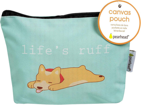 Pearhead Life’s Ruff Canvas Pouch, Travel Zipper Bag for Dog Lovers