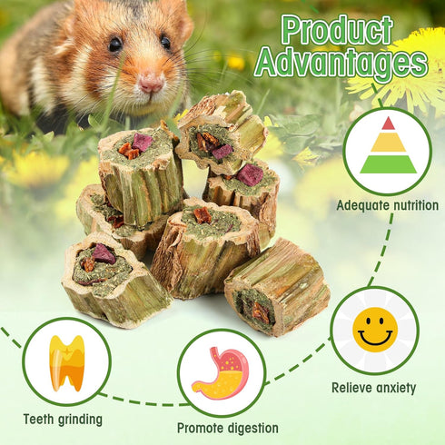 Rabbits(3.9oz/110g) Abizoo Rabbit Chew Toys for Bunny Natural Papaya Wood Chew Treats with Organic Alfalfa Hay, Dried