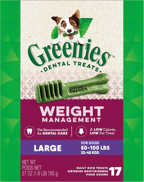 Greenies Weight Management Large Natural Dog Dental Care Chews, 27 oz. Pack (17 Treats)