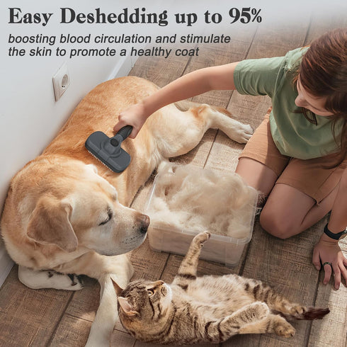 Self Cleaning Slicker Brush for Dogs & Cats - Skin Friendly Grooming Brush for Shedding and Deshedding