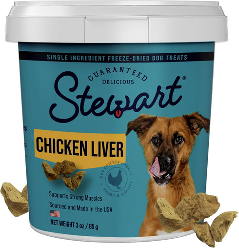 Stewart Freeze Dried Raw Dog Treats, Chicken Liver, 3 Ounce, Approx. 55 Pieces