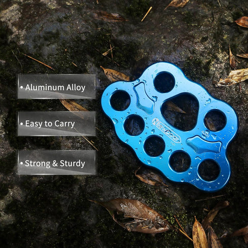 NewDoar 40KN Paw Rigging Plate with 4/5 Holes for Rock Climbing Gear, 8 Holes, Blue