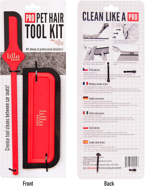 Lilly Brush Pro Pet Hair Tool Kit, Pet Hair Remover for Couch, Car, and Auto Interior Detailing