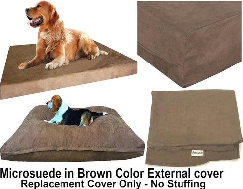 Dogbed4less External Pet Bed Cover with Zipper Liner, Extra Large Dog, 55"X37"x4", Brown - Replacement Cover Only