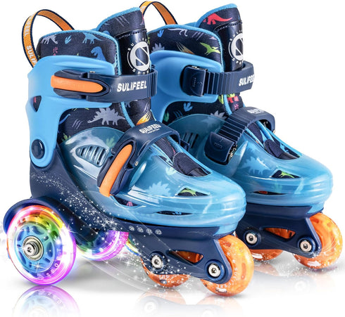 SULIFEEL Adjustable Roller Skates for Girls Boys Kids,Fun Illuminating Light Up Flash