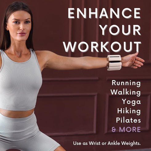 Wrist & Ankle Weights - 1 Pair Wearable Ankle Weights for Exercise, Yoga, Walking, Running, Dance, Pilates