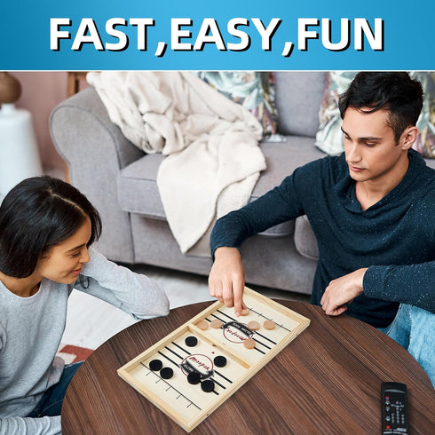 moopok Fast Sling Puck Game - Fast Action Super Foosball Table Desktop Battle Slingshot Wooden Air Hockey Board Game
