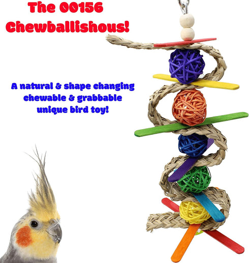 Bonka Bird Toys Chewballishous Parrot Bird Toy, 9.00" High x 4.00" Wide, for Conure Quaker Cockatiel