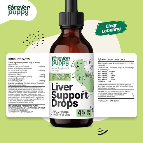 Liver Support for Happy Dogs, Milk Thistle Extract Liquid Supplements for Liver Detox and Cleanse - 4 oz