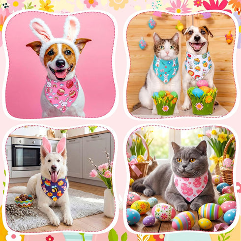 120 Sanwuta Pcs Spring Easter Dog Bandanas Bulk Dog Adjustable Cute Washable Triangle Kerchief Scarf Bibs for Small