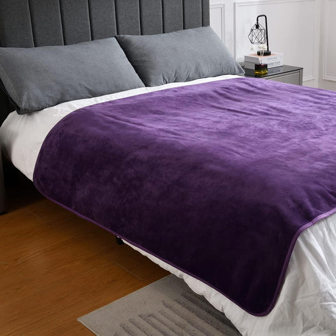 Waterproof Blanket for Bed Couch Sofa, Reversible Sherpa Fleece Pet Blanket, Dark Purple, 60x80 inches
