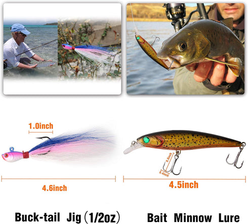 Saltwater Fishing Tackle Kit - Surf Fishing Gear Set Includes Lures, Bait Rigs, Swivel, Hooks, Sinkers Weights, Wire
