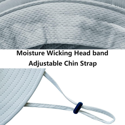 UPF 50+ Sun Fishing Hat for Men Women with Detachable Face Cover & Neck Flap, Wide Brim Hat