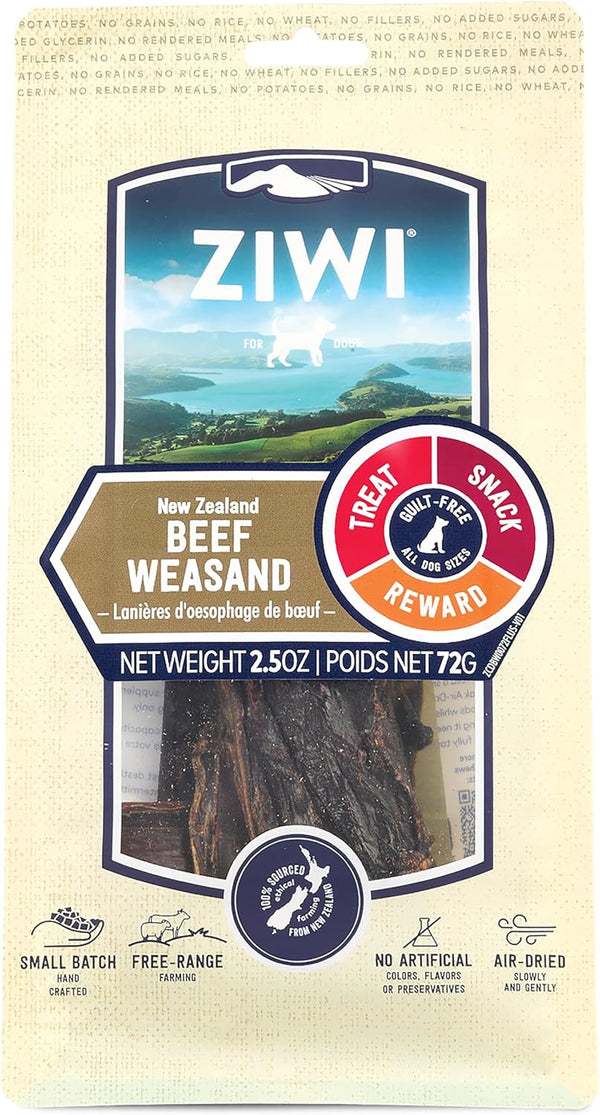 ZIWI Dog Chews and Treats Beef Weasand - All Natural, Air-Dried, Single