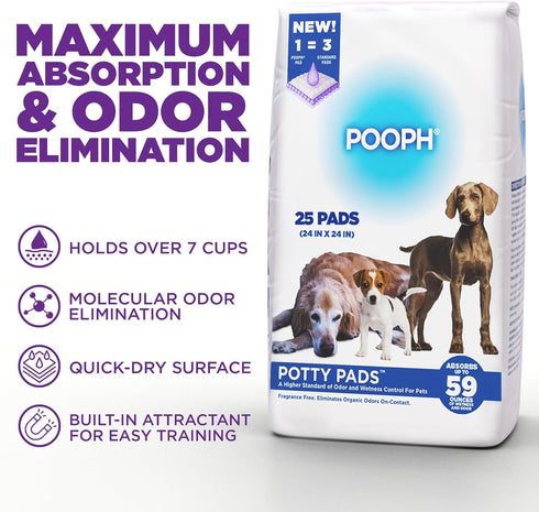 25 Count 24x24 Inch POOPH Potty Pads Puppy Training Pads Leak Proof Dog Pads Super Absorbent Disposable Pet Pads