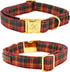 Elegant Little Tail Red Plaid Christmas Dog Collar with Flower, Holiday Pet Collar for X-Large Dogs