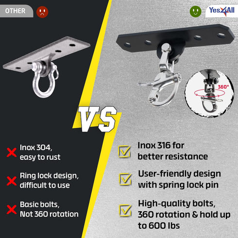 Yes4All Heavy Bag Mount for Punching Bag Hanger, Heavy Duty Swing Hanger for Yoga, Boxing Bag, Indoor & Outdoor Gym