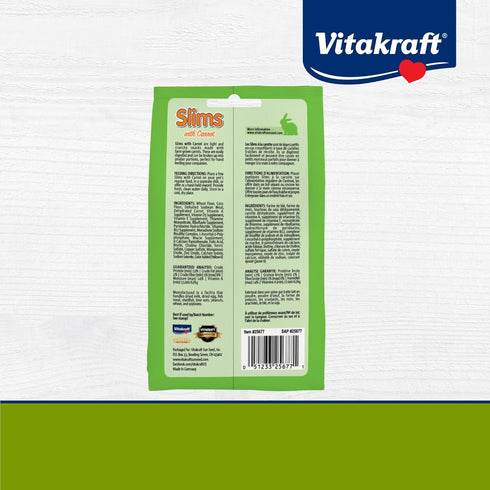Vitakraft Slims Small Animal Treats, Carrot Crispy Nibble Stick, 1.76 oz