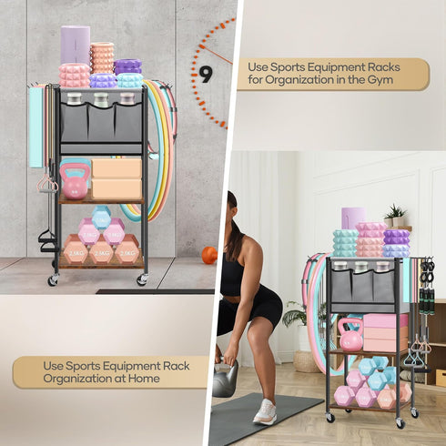 Weight Rack for Home Gym, Dumbbell Rack and Fabric Yoga Mat Storage, Organizes Fitness Equipment