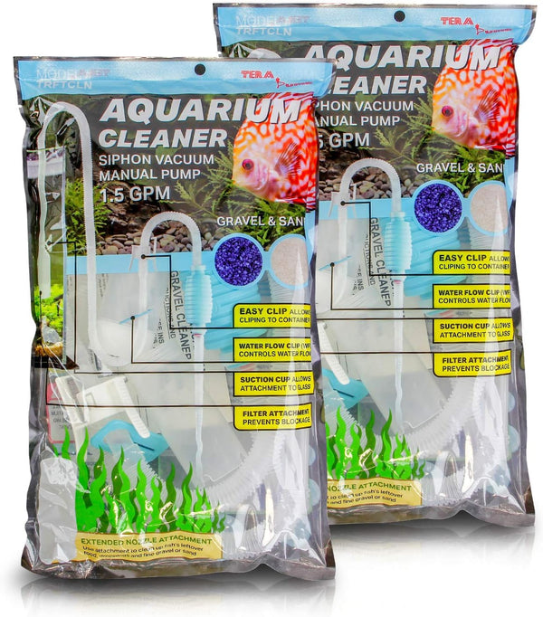 TERA PUMP TRFTCLN Aquarium Gravel Cleaner, Water Siphon with Long Nozzle for 10-20 Gallon Tank