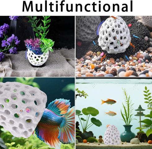Penitue 2pcs Shrimp Hides for Aquarium, Multi-Hole Shrimp Dome Hide House with Suction Cup Coral Design Betta Fish Toys