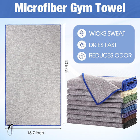 8 Pack Peryiter Microfiber Quick Dry Gym Towels, Odor-Free Absorbent Fiber, Fast Drying Working Out Towel for Men