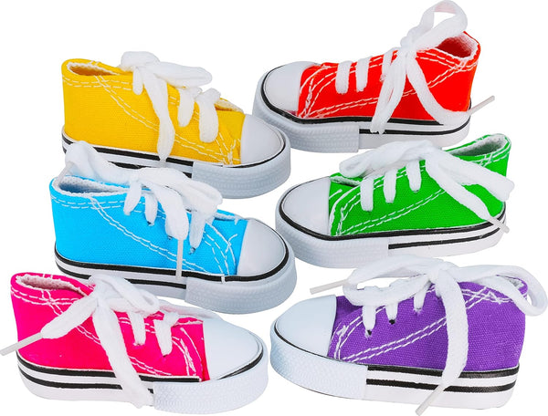 Bonka Bird Toys 6 Mini Sneakers, Colorful Cotton Shredding for Parrots, Parrotlets, Budgies, Finches, Cockatoos