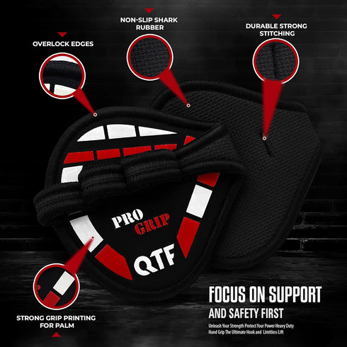QTF Gym Grips Pads - Neoprene Gloves Gym Palm Protector Weight Lifting Grips Replacement of Workout Gloves Men