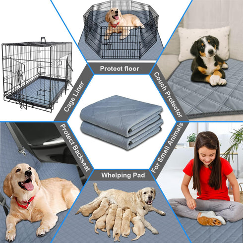 24x36 Inch(4pack) RIOUSSI Washable Pee Pads for Dogs, Reusable, Absorbent, Leakproof, Non Slip Pet Puppy Pads for Potty