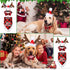6 PCs Dog Christmas Costume Elk Reindeer Antler Headband Buffalo Plaid Bandana Bow Tie Triangle Pet Scarf Outfit Bib