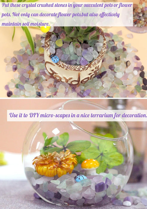 Fluorite Aquarium Gravel Rocks - Natural Tumbled Healing Crystal Chips for Fish Tank