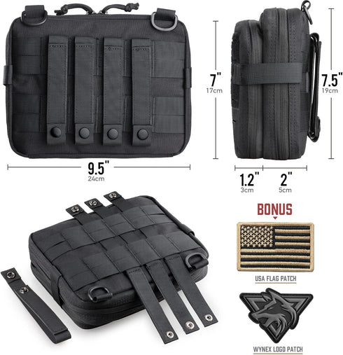Pack WYNEX Tactical Molle Admin Pouch of Double Layer Design, Admin Pouches Molle Attachment Military Medical EMT