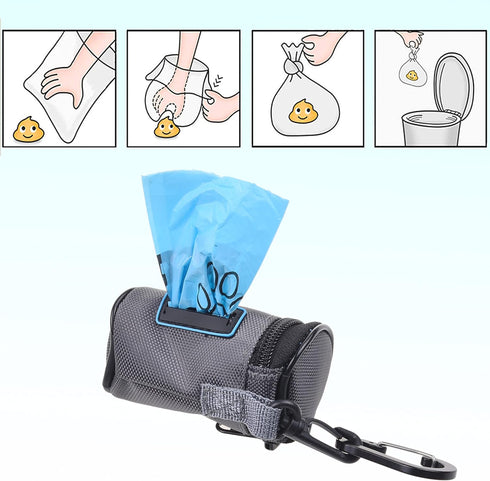 Kare & Kind Pet Waste Bag Dispenser with Carabiner - Double Layer Fabric - Zippered Poop Bag Holder and Pet Waste Bags