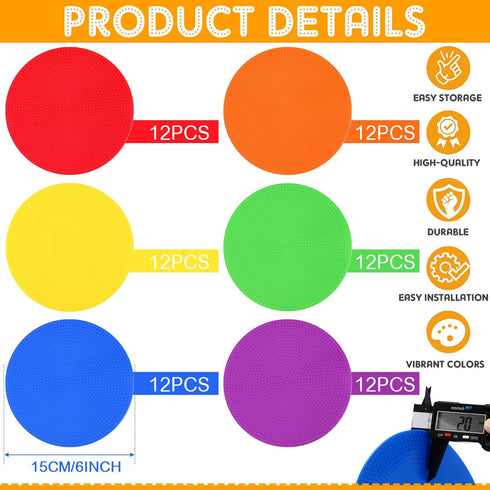 Haull Spot Markers Floor Spots with Bag Non Slip Vinyl Poly Dots for Gym Floor Basketball Football Soccer Sports Speed