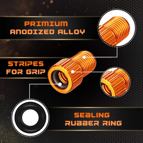 Presta Valve Adapter for Bike Tire, Orange Inflatable Adapter, Aluminum Bike Pump Adapter - Convert Presta to Schrader