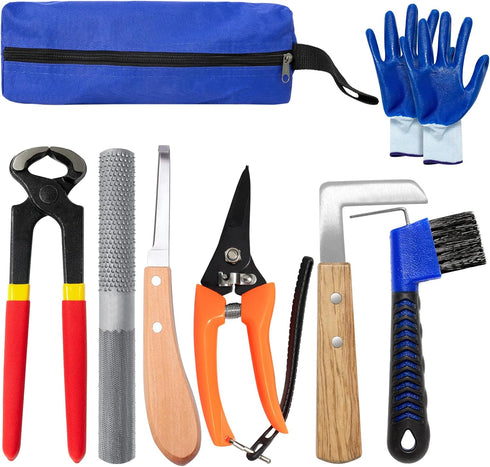 8 inch Farrier Tools Kit (8 Piece) Horse Goat Hoof Trimmers Carbon