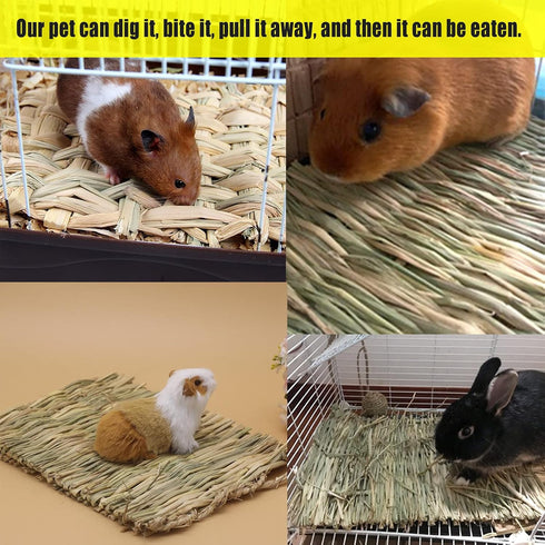 22 Chinchilla Hamiledyi Bunny Grass Mat Natural Woven Hamster Grass Bed Nest PCS Small Animal Handmade Bedding Hay Mat