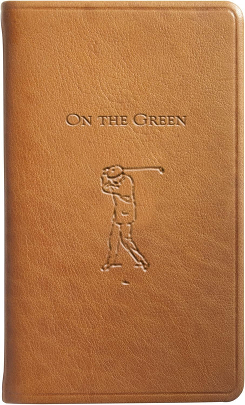 Graphic Image On The Green Golf Score Book - Genuine Calfskin Leather (British Tan, 3" x 5")