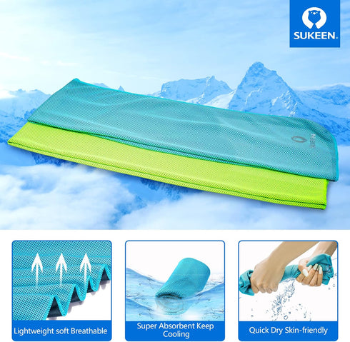 Sukeen [4 Pack Cooling Towel (40"x12"),Ice Towel,Soft Breathable Chilly Towel,Microfiber Towel for Yoga,Sport,Running,Gym,Workout,Camping,Fitness,Workout & More Activities by Sukeen