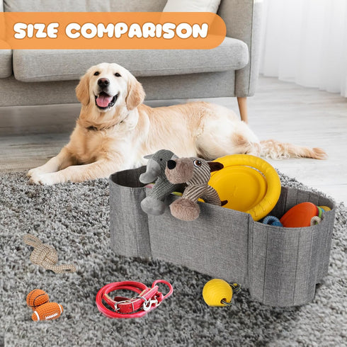 Large Dog Toy Basket, Bone Shape Dog Toy Box, Foldable Fabric Basket for Pet Toys, 2 Pack