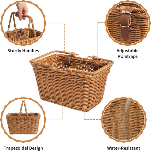 GRANNY SAYS Kids Bike Basket, Small Wicker Front Bicycle Basket for Boys and Girls, 9¾" x 7" x 6"