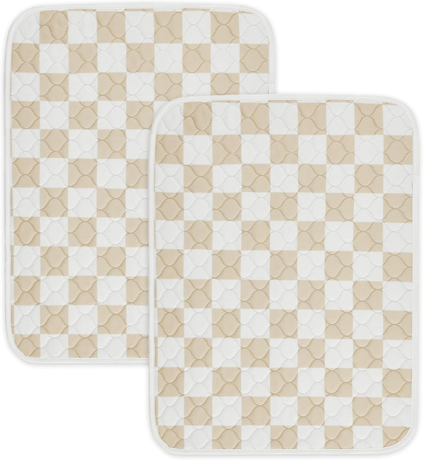 2 Pack Beige Checkered Washable Pee Pads for Dogs, Checkered Reusable Dog