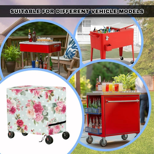 Sarogrorin 80 Waterproof Qt Rolling Cooler Cart Cover with Adjustable Drawstring Collapsible Ice Chest Cover for Party